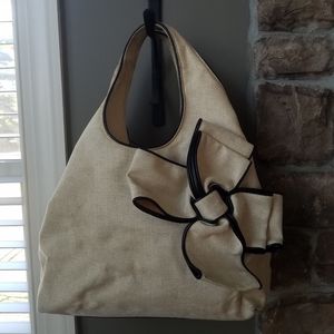 Kate Spade Cream Canvas Tote with Leather Accents